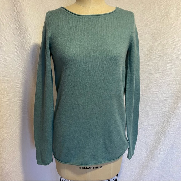 Pure 2 ply cashmere teal green S rolled neck sweater - Picture 1 of 5